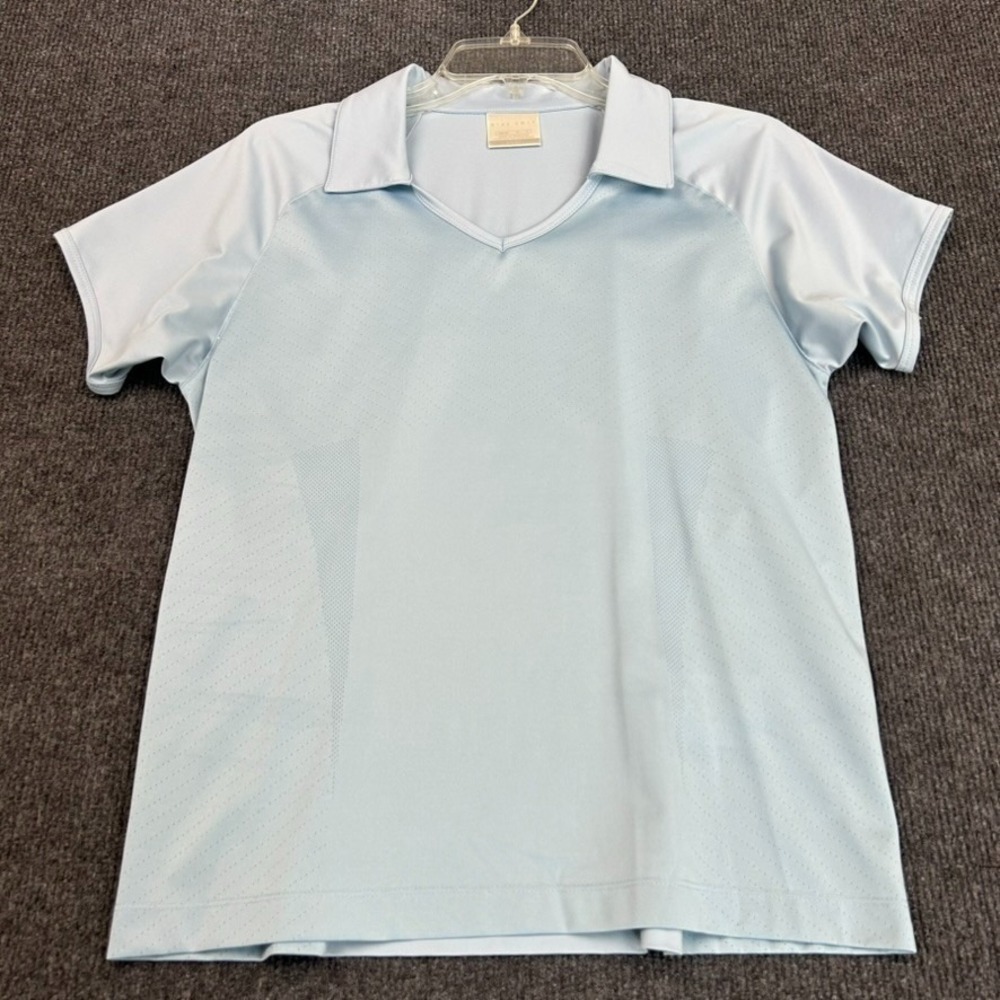 NIKE Golf Dri-Fit‎ Women's Shirt Medium Short Sleeve Polo Ice Blue Preppy Sporty